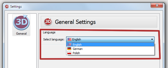 Screenshot feuerball3D Language Settings